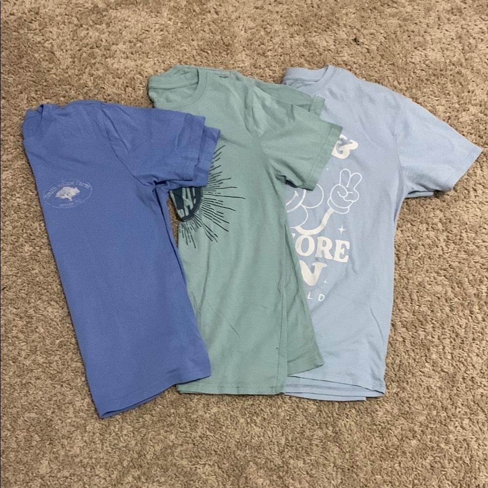 Blue and Green Short Sleeve Tees